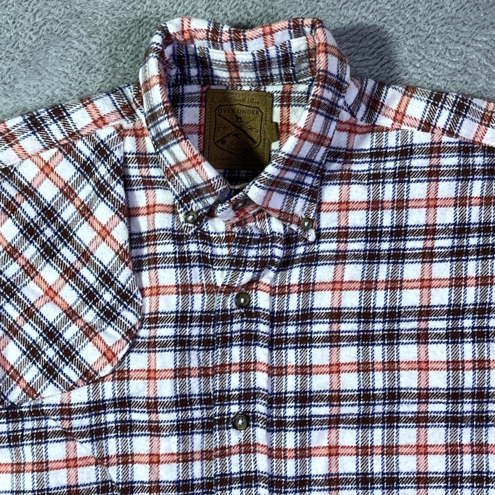 Over Under Men's Flannel Shirt Small Button Up Long Sleeve‎ Plaid Rod Gun Hiking